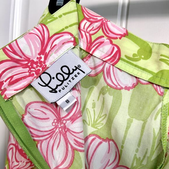 Lilly Pulitzer Floral Cropped Pants 8 Pink Green Preppy Coastal Beach Resort - Picture 4 of 7